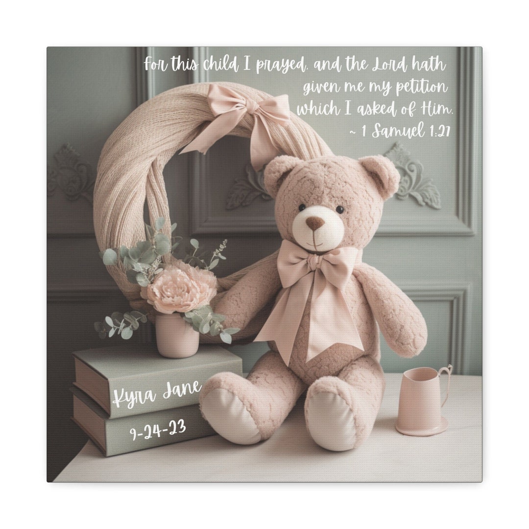 Custom Nursery Bible Verse Wall Hanging, Sage and Pink Nursery Wall Art