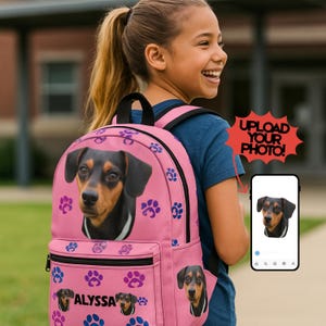 Custom Pet Backpack with Photo Personalized Cat Bookbag for Dog Lover Cute Puppy School Bag Dog Owner Gift Teen Girl Pet Knapsack Photo Bag