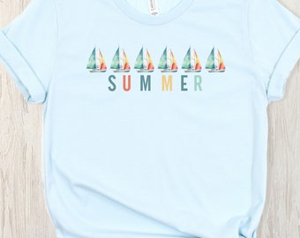 Summer Sailboat Shirt, Summer Sailing Tee, Sailboat T-Shirt, Nautical Shirt for Summer, Summer Boating T-Shirt, Summer Beach Tee, Boat Gift