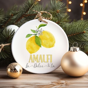 Customizable Italian Heritage Ornament, Amalfi Coast Christmas Ornament, Italy Lover Ornament, Gift for Amalfi Traveler, Amalfi Ornament