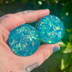 Blue Iridescent Glitter Ear Plugs Gauges