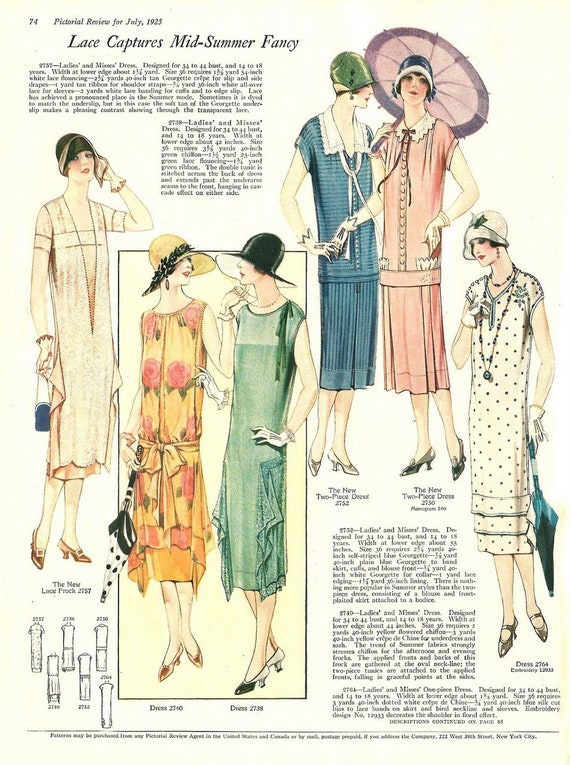 1920 年代のヴィンテージ女性ファッション広告 Pictorial Review 誌