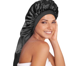 Premium Silk Sleep Cap Bonnet - Anti-Tangle & Frizz-Free Satin Hat for Long Hair, Braids, and Dreadlocks - Satin Hair Protection