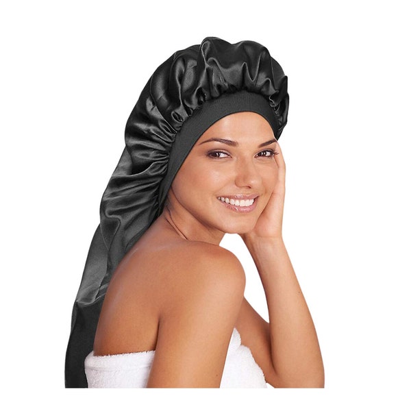 Bonnet de nuit professionnel pour cheveux longs - bonnet en satin - bonnet de nuit en satin - bonnet de nuit en satin