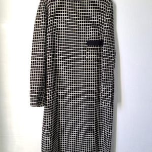 Vintage Mod Style Checked Shift Dress with 3/4 Length sleeves