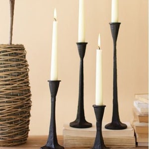 Set of 4 Cast Iron Taper Candle Holders