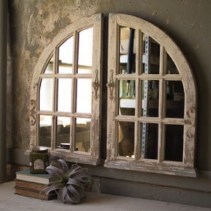 Set of 2 Arched Window Mirrors