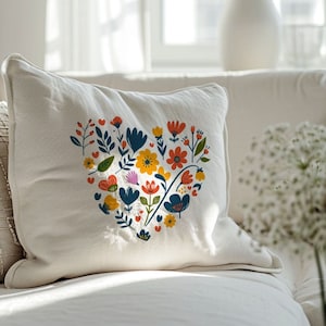 Folk Art Wildflower SVG Cuore floreale, Clipart scandinavo, Design danese / Decorazioni Scandi per stampe, Federa per uso commerciale