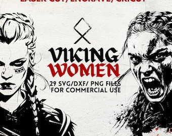 Viking Women Warrior SVG Bundle, Norse Female Designs (Digital Download)