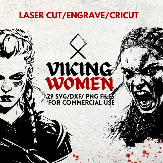 Viking Women Warrior SVG Bundle, Norse Female Designs (Digital Download)