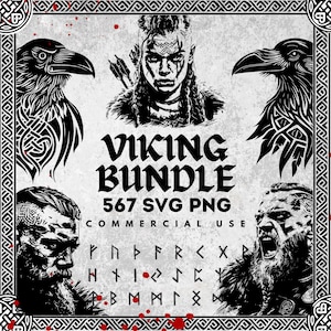 Ultimate Viking SVG PNG Bundle: 567 Vector Files for Laser Cutting, Cricut, Crafting, Tattoos etc! Norse Gods, Celtic Knots, Commercial Use