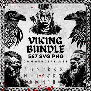 Ultimate Viking SVG PNG Bundle: 567 Vector Files for Laser Cutting, Cricut, Crafting, Tattoos etc! Norse Gods, Celtic Knots, Commercial Use