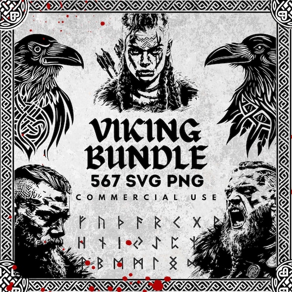 Wikinger SVG PNG Bundle: 567 Vektor-Dateien zum Laserschneiden, Cricut, Basteln, Tattoos etc! Nordische Götter, Keltische Knoten, Kommerzielle Nutzung