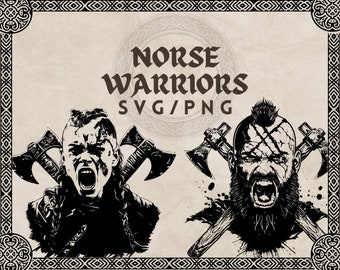 Viking Warrior SVG PNG Bundle, Norse Cut Files