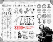 Complete Viking SVG PNG Bundle 3000 Files for Laser Cutting, Cricut, Crafting & Tattoos, Norse Gods, Runes, Celtic Knots, Commercial Use