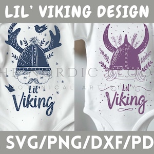 File di taglio SVG di Lil' Viking, Disegni scaricabili per ragazzo e ragazza, Clipart per neonati, PNG per bambine, SVG per bambini per sublimazione e creazione