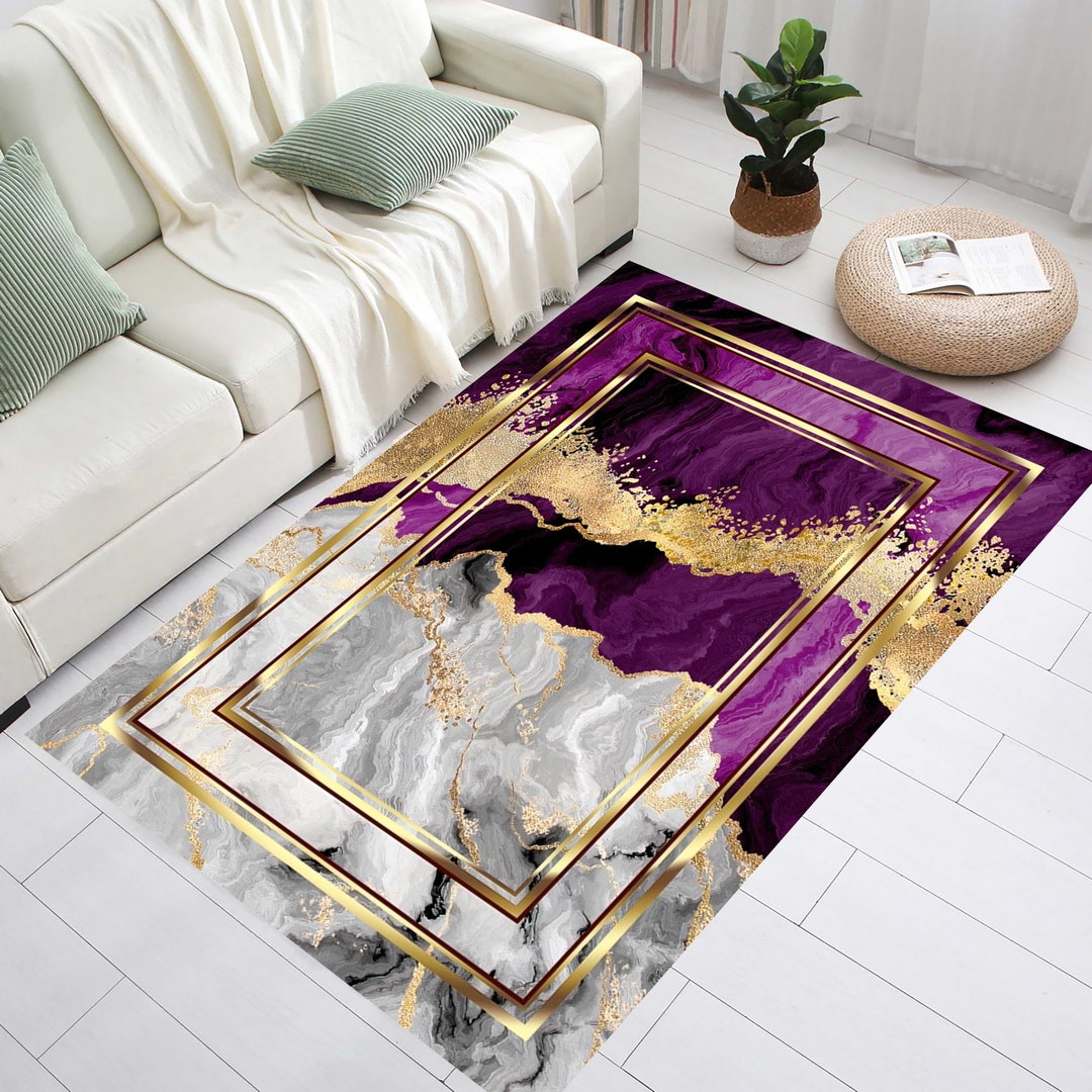 Purple Marble Rug, Marble Pattern Rug, White Marble Rug, Marble Rug ...