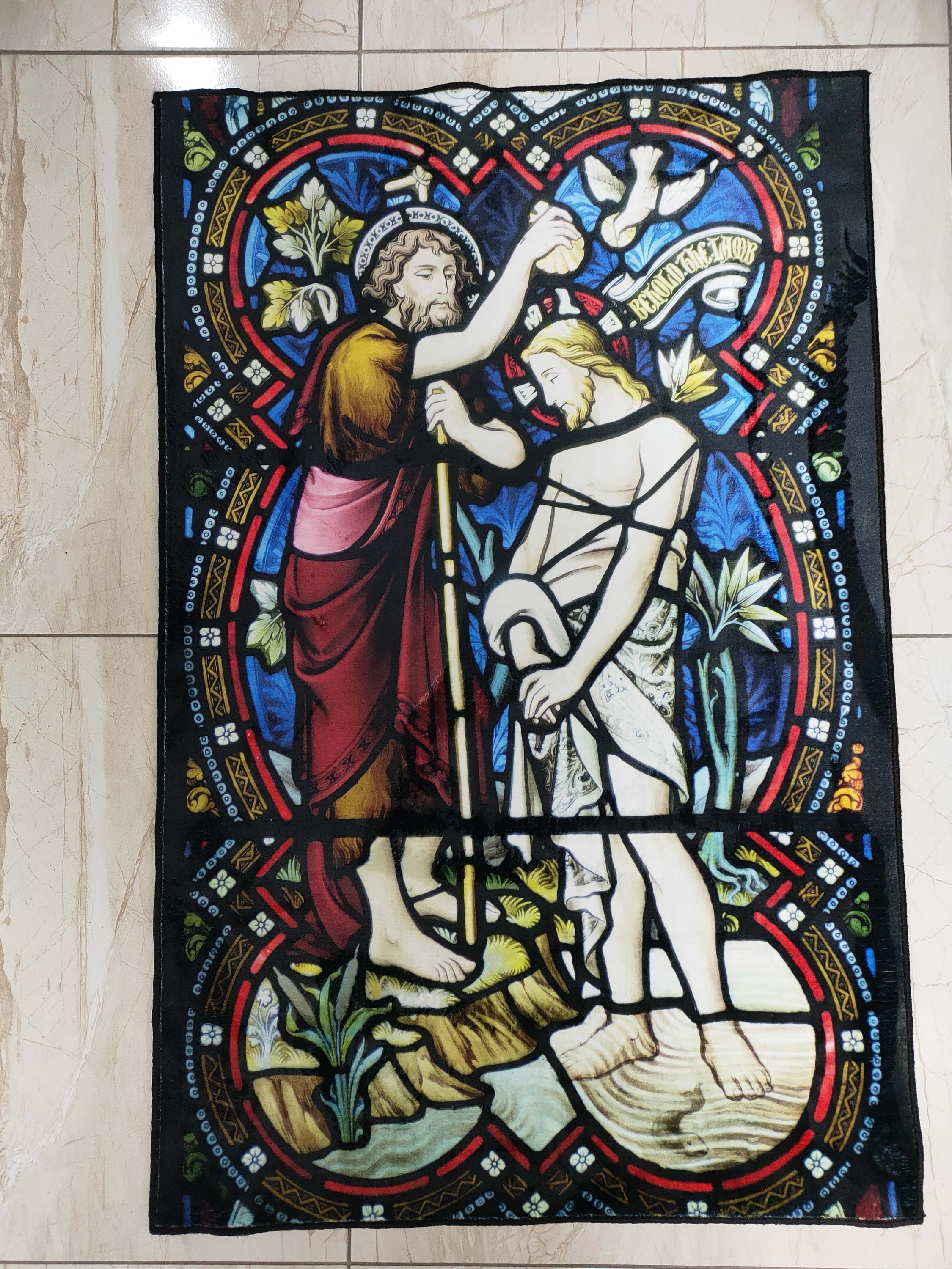 Saint Prayer Rug, Jesus Theme Decor Rug, Christian Rug, Catholic Art ...