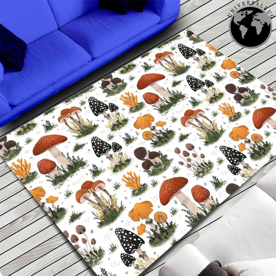 Mushroom, Mushroom Rug , Mushroom Pattern Rug, Art Deco Mushroom