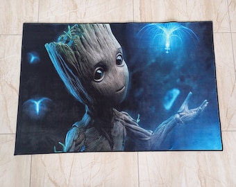 Baby Groot Teppich, Groot Teppich für Kinder, Cartoon Teppich, Avengers Superhelden Thementeppich, Beliebter Marvel Charaktere Muster Teppich, Geschenk