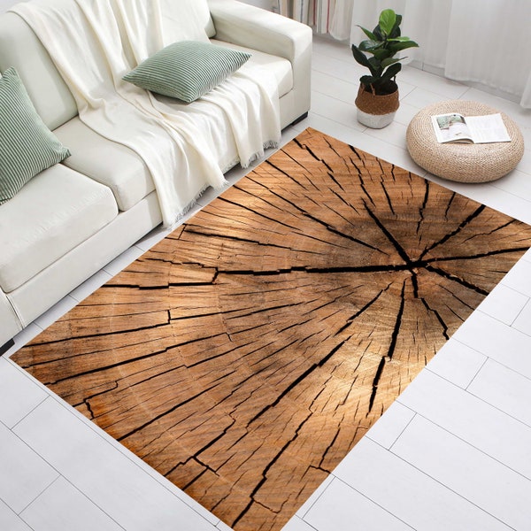 Holz Teppich, Holz Muster Teppich, Baumstamm, Holz Teppich, Wohnzimmer Teppich, Moderner Teppich