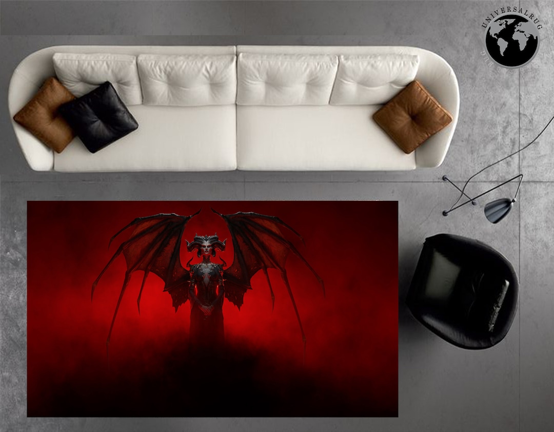 Lilith Rug, Lilith Power Rug, Demonic Floor Rug, Witch Room Rug, Metal ...
