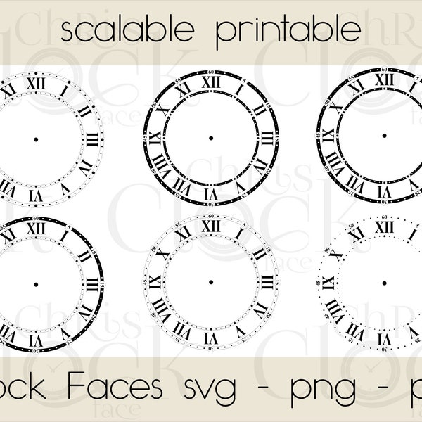 Clock face  Roman Numeral SVG PNG PDF scalable/printable