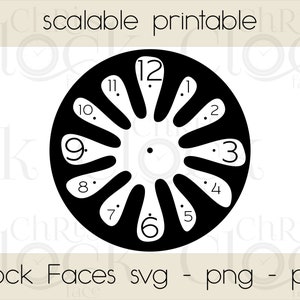 Clock Face SVG PNG PDF in 4 Different Versions Printable Scalable - Etsy