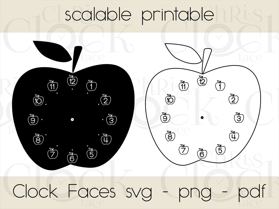 Kids Apple Clock Face SVG PNG PDF Etsy