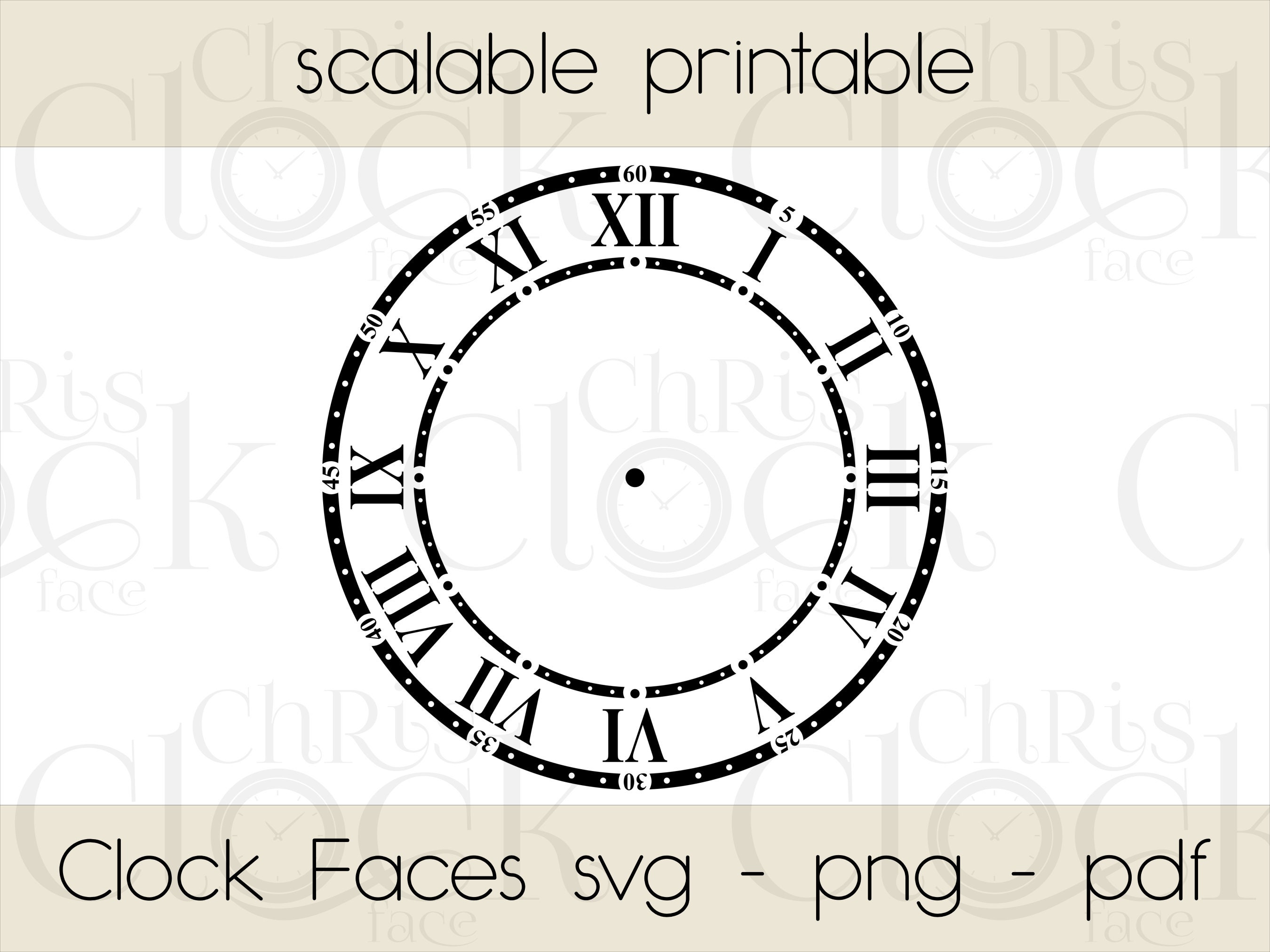 Clock Face Roman Numeral SVG PNG PDF Scalable/printable - Etsy