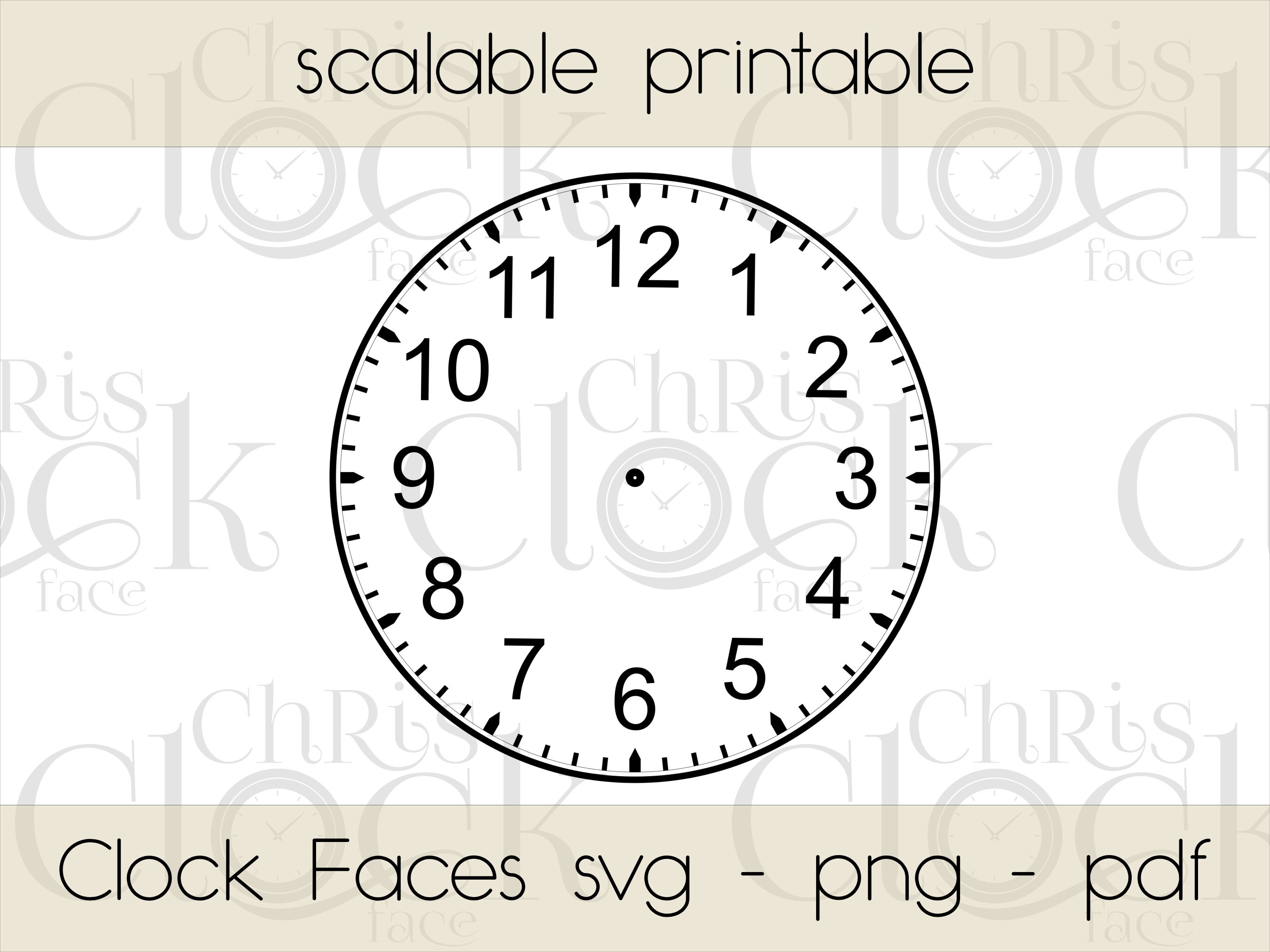 Clock Face SVG PNG PDF - Etsy