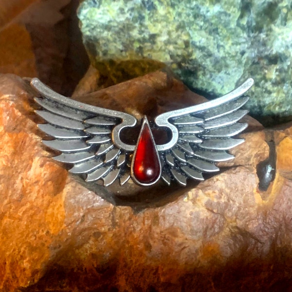 Winged Blood drop pin / badge