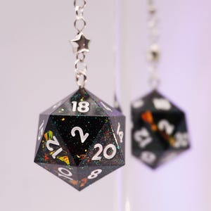 Deep Space | Sharp Resin Polyhedral Dice Earrings | Fantasy Elegant Dangle Jewelry | Dice Gift for DnD, Fantasy and Bg3 Fans