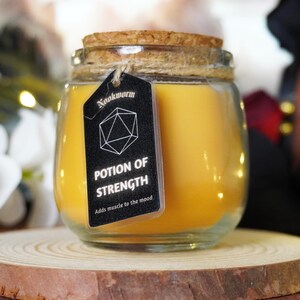 Potion Of Strength Candle | Fantasy & DnD Inspired | Tobacco and Oak Scented | 6oz | 160g | Hand-Poured | Vegan | Gift