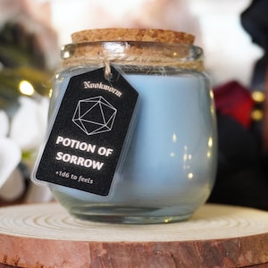 Potion of Sorrow Candle | Fantasy & DnD Inspired | Violet, Lily and Rose Scented | 6oz | 160g | Hand-Poured | Vegan | Gift