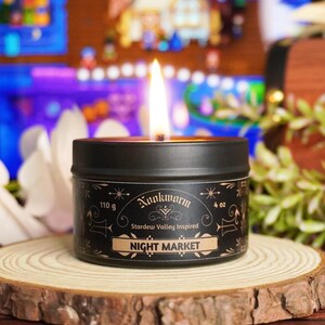 Bougie Marché nocturne | Inspiration Stardew Valley | Végétalien, coulé à la main