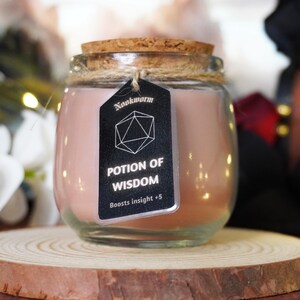 Potion of Wisdom Candle | Fantasy & DnD Inspired | Vintage Bookstore Scented | 6oz | 160g | Hand-Poured | Vegan | Gift