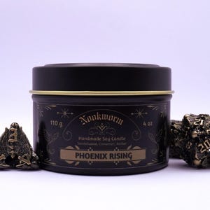 Phoenix Rising candle | D&D and Fantasy inspired | Sandalwood, Cinnamon, Amber | 4oz, vegan, hand poured