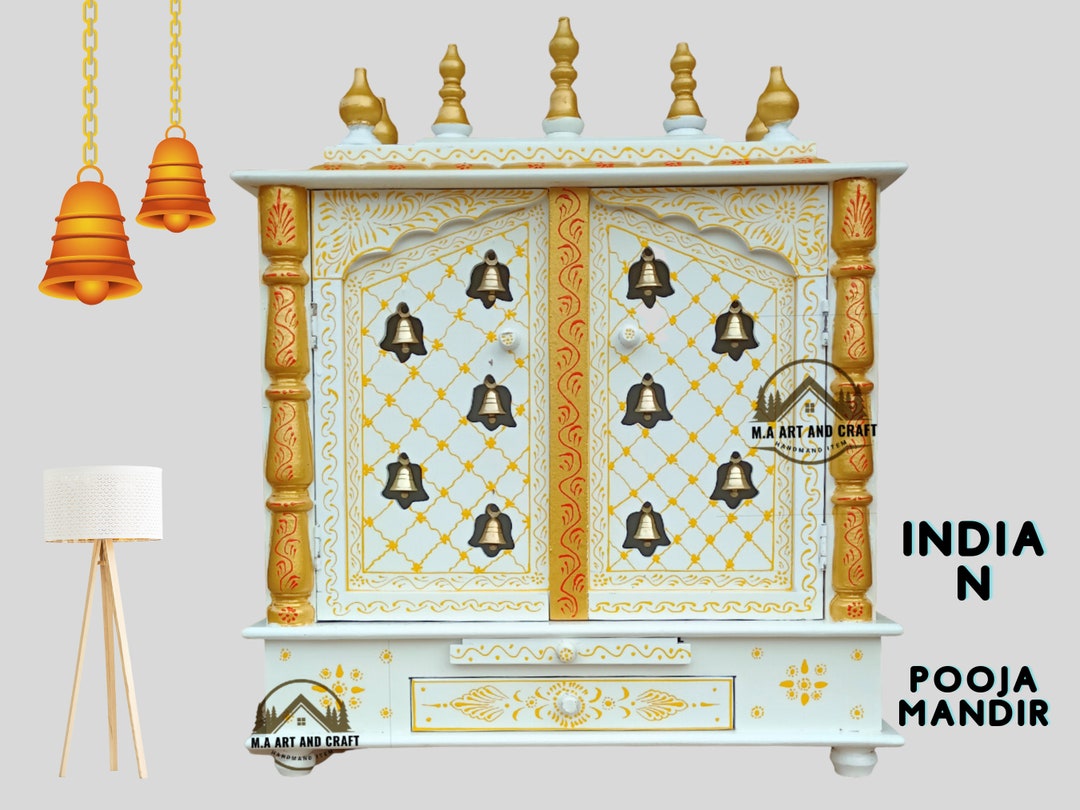 Wooden Temple Mandir Puja Mandir Beautiful Hanging Bells Etsy