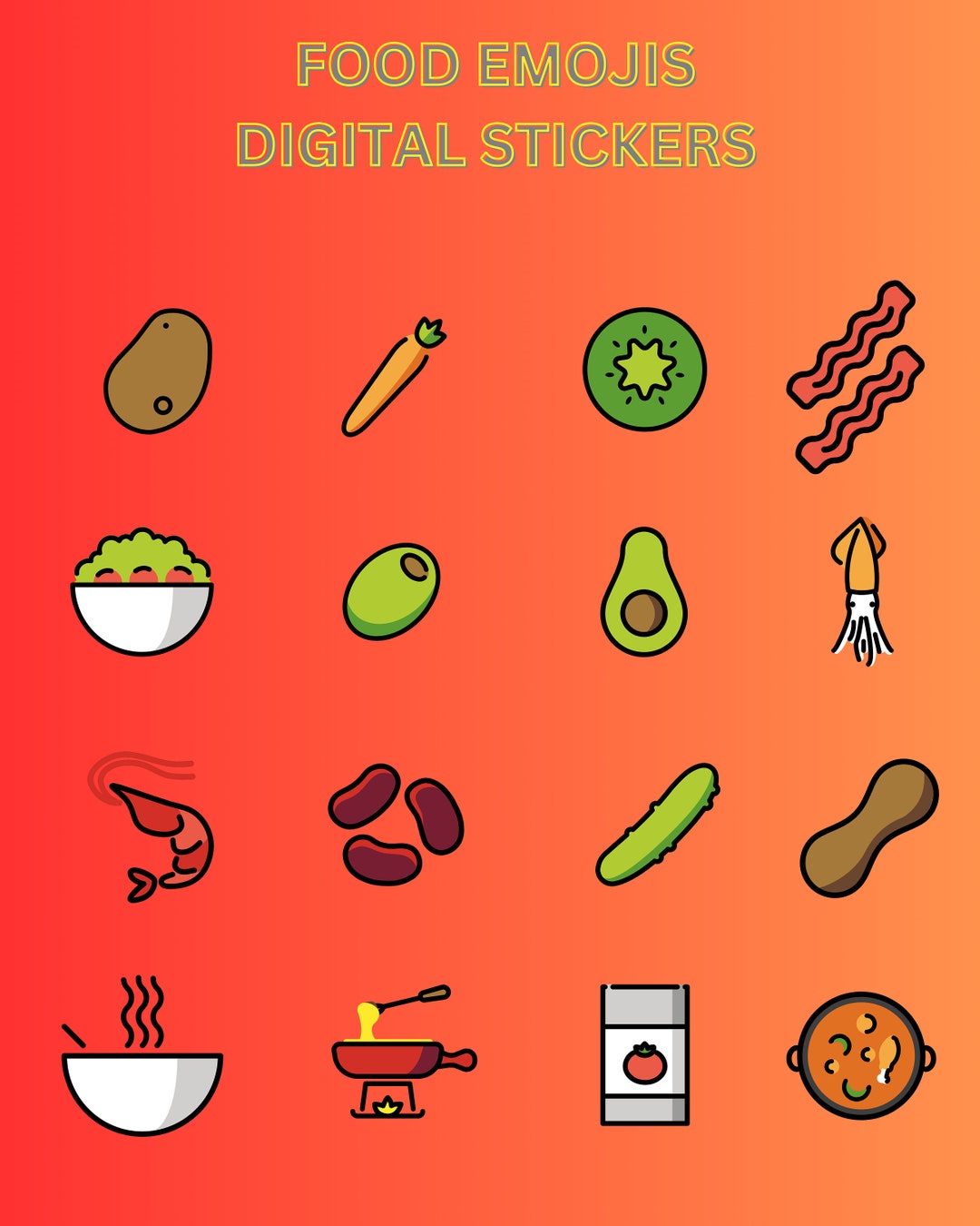 Food Emoji Digital Stickers Egg Emoji Etsy