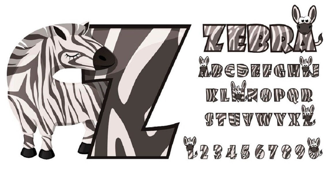 Set of Full Alphabet and Zebra Numbers - Etsy