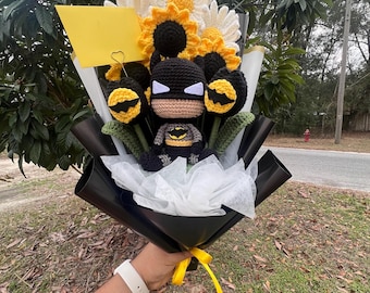 Bat inspired floral bouquet, Valentine’s Day gift, anniversary, comic character
