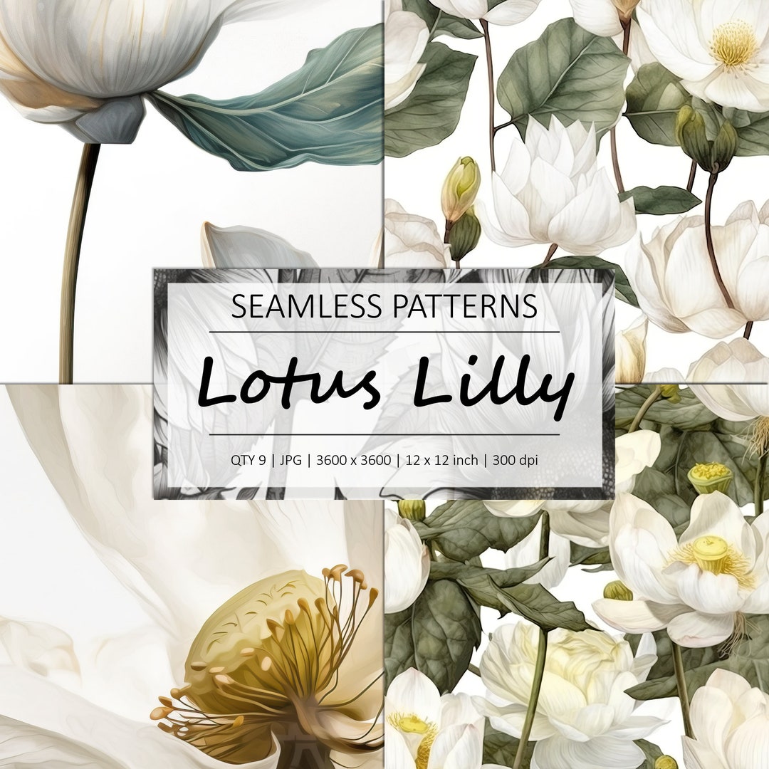 WHITE LILLY | 10 Seamless Prints, Flowers Digital Paper, Flowers ...