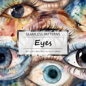Seamless Eyeball Patterns - 1 Digital Paper - 12in x 12in - Perfect for Commercial Use - Instant Download Available