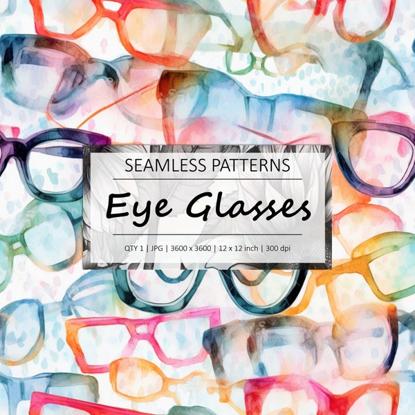 Seamless Eyeglasses Patterns - 1 Digital Paper - 12in x 12in - Perfect for Commercial Use - Instant Download Available