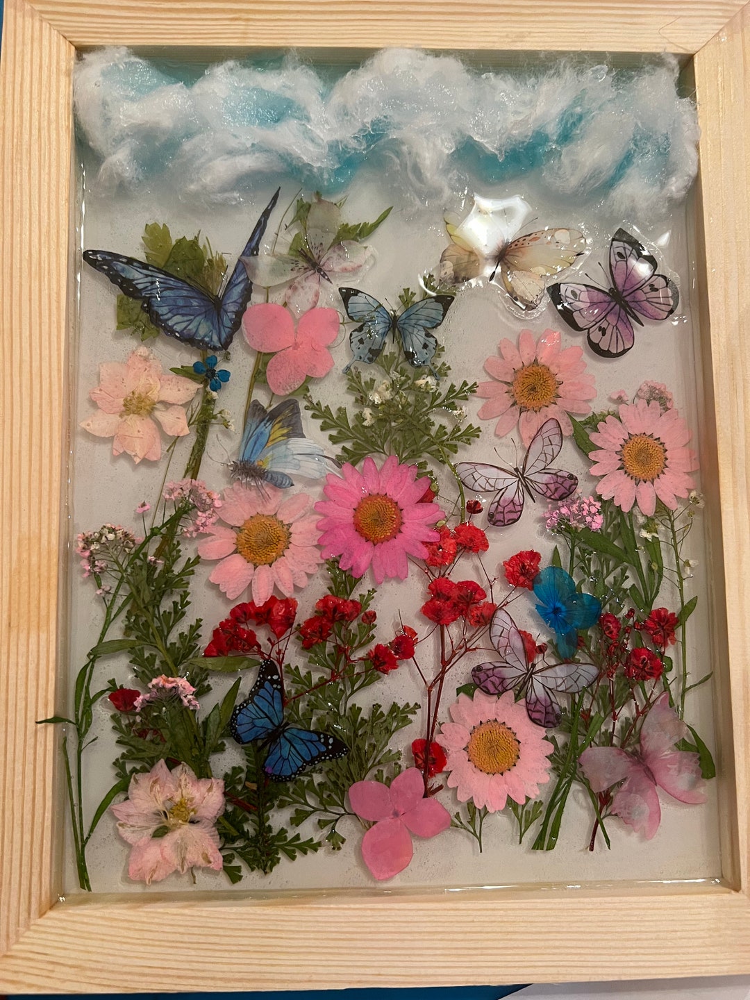 Butterfly Garden. Real Flowers in Resin Etsy