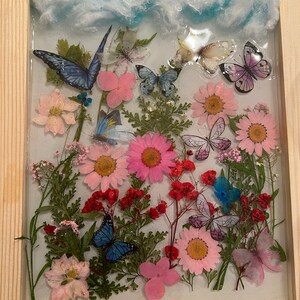 Butterfly Garden. Real flowers in resin