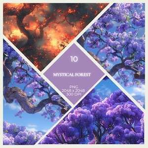 Pakket met majestueuze jacarandabloesems naadloos patroon - 10 stuks