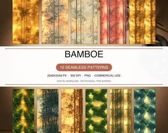 Enchanting Bamboo Seamless Pattern - Zen Botanical Digital Paper 11 PNG Tropical Nature Commercial Use