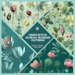 Graceful Verdant Dutch Floral Seamless Patterns - Téléchargement numérique polyvalent pour des projets créatifs